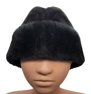 Vintage 1960s United Hatters Cap Millinery Union Black Faux Fur Hat Large VGC